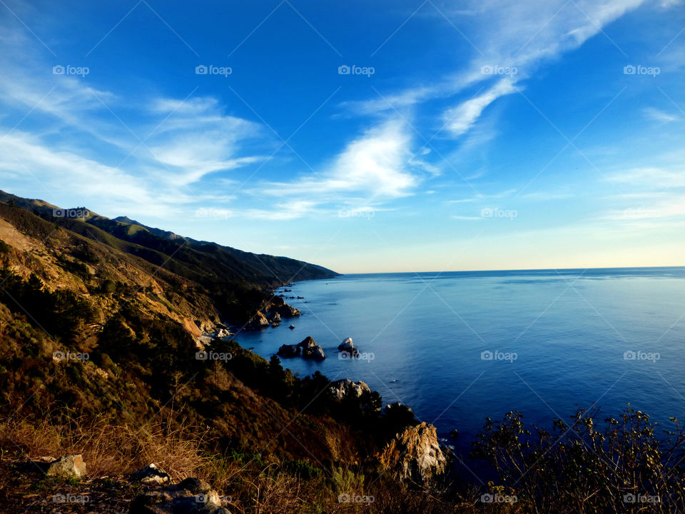 Scenic view of lake in california