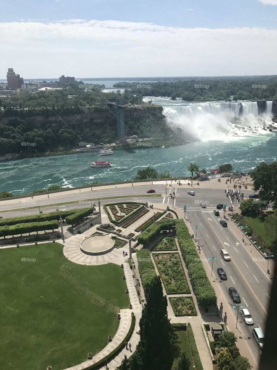 Niagra Falls from the balcony of our Canadian hotel room