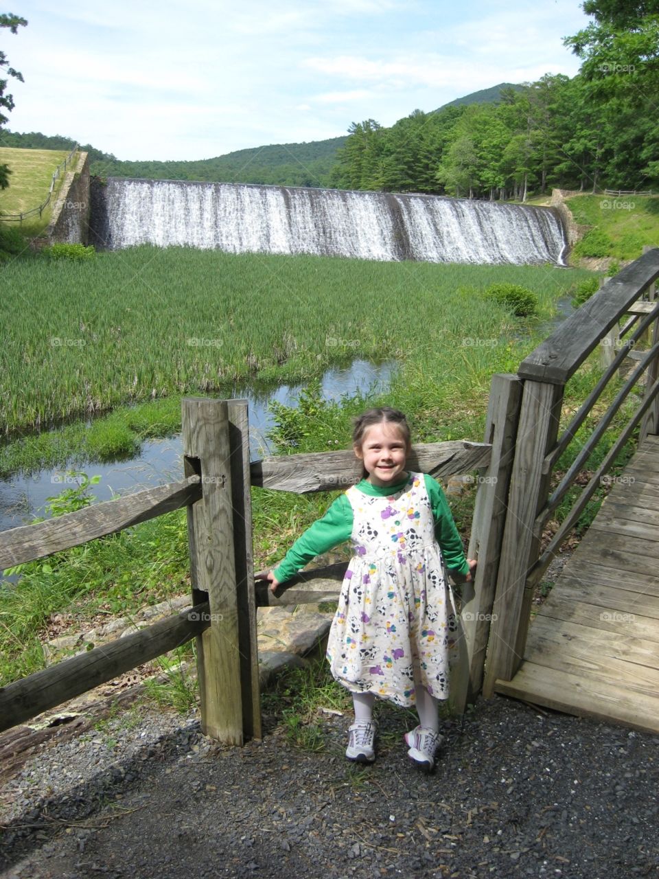 Child, Landscape, Outdoors, Fence, Water