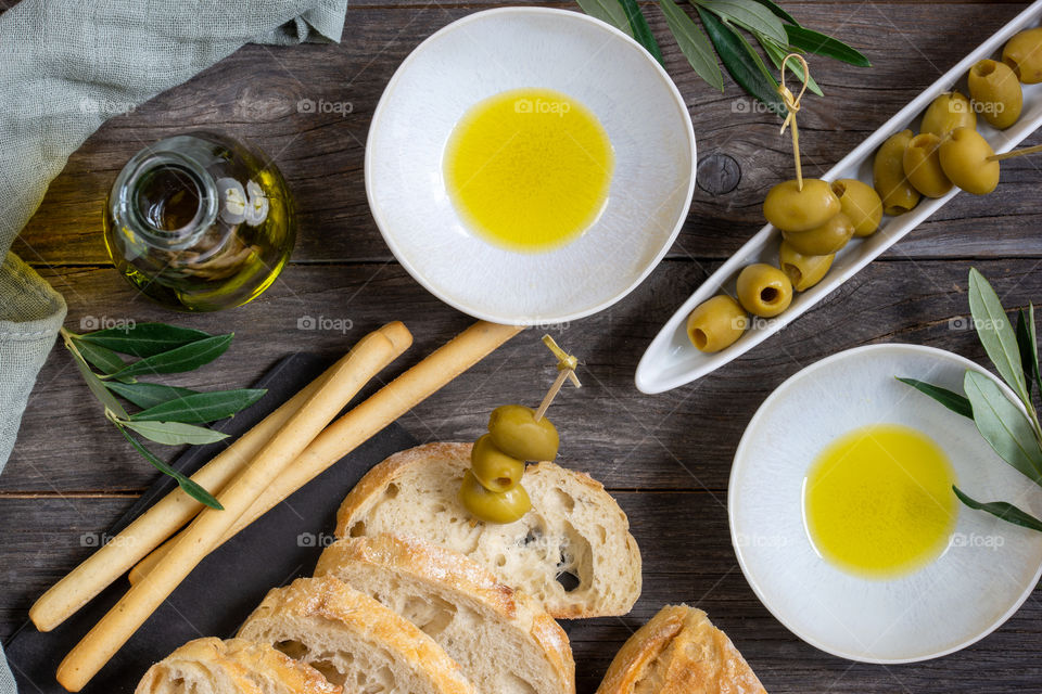 olive oil in small bowls