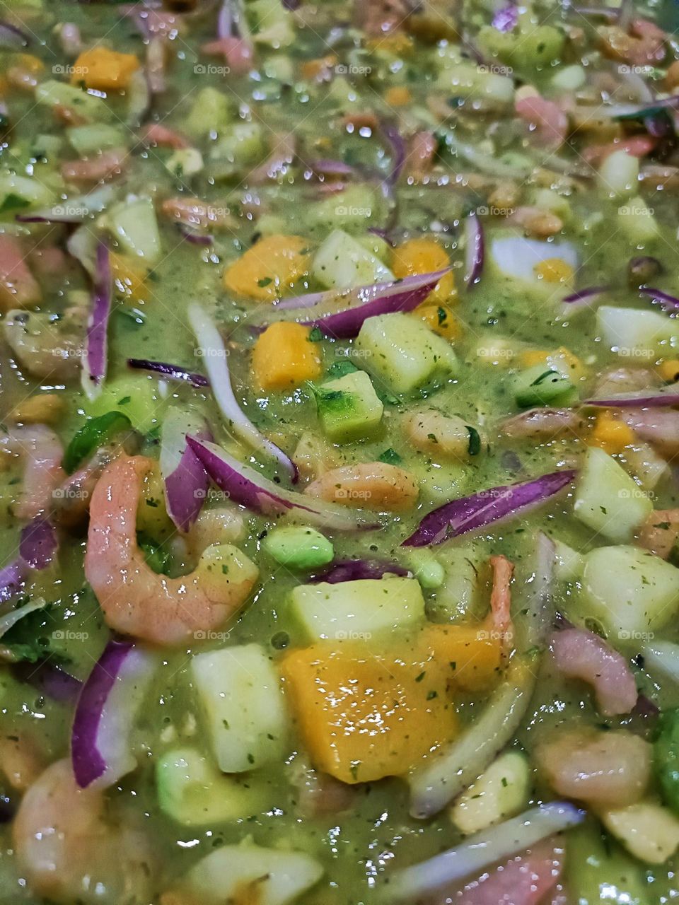 Aguachile de camarón con mango 🥭