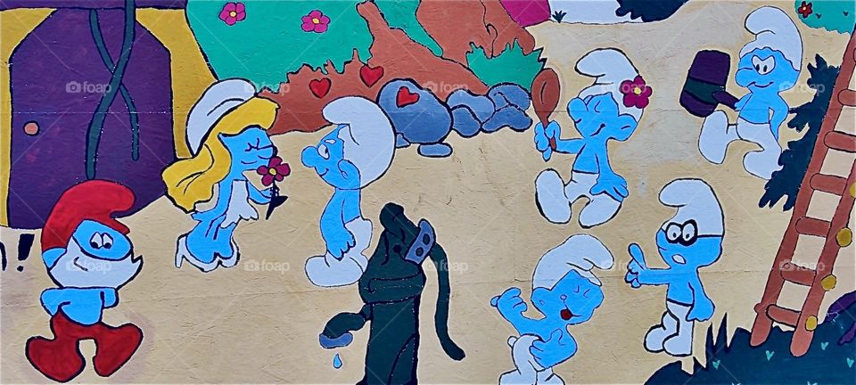 The „Smurfs“ are as much at home here in „Bad Füssing“, „Bavaria“, Germany as they are in the rest of the World. Their painted likeness adorns a float in this year’s carnival parade on „Mardi Gras“ or „Fat Tuesday“. 2024. Hypnotic Productions