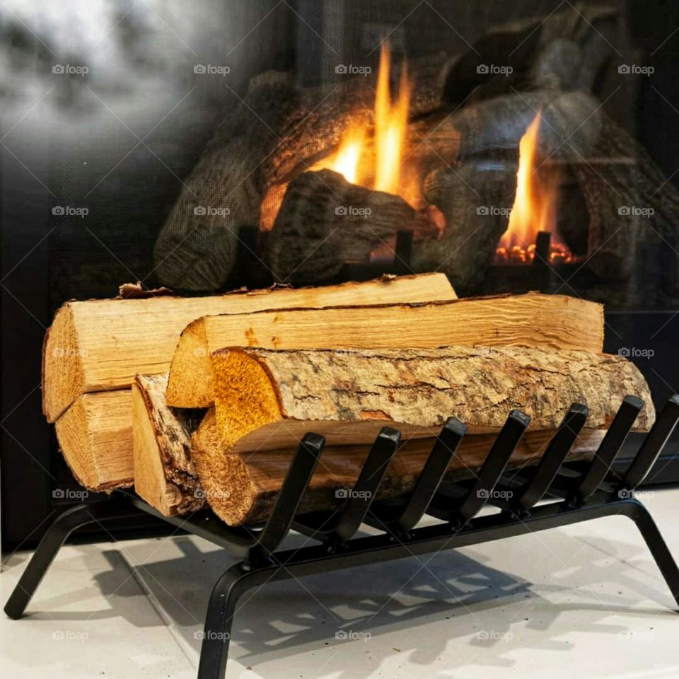 The wood-burning stove warms the winter