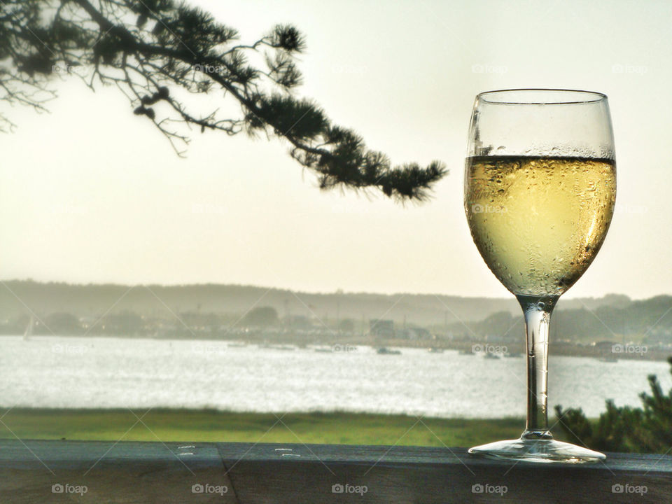 Glass of wine at beach