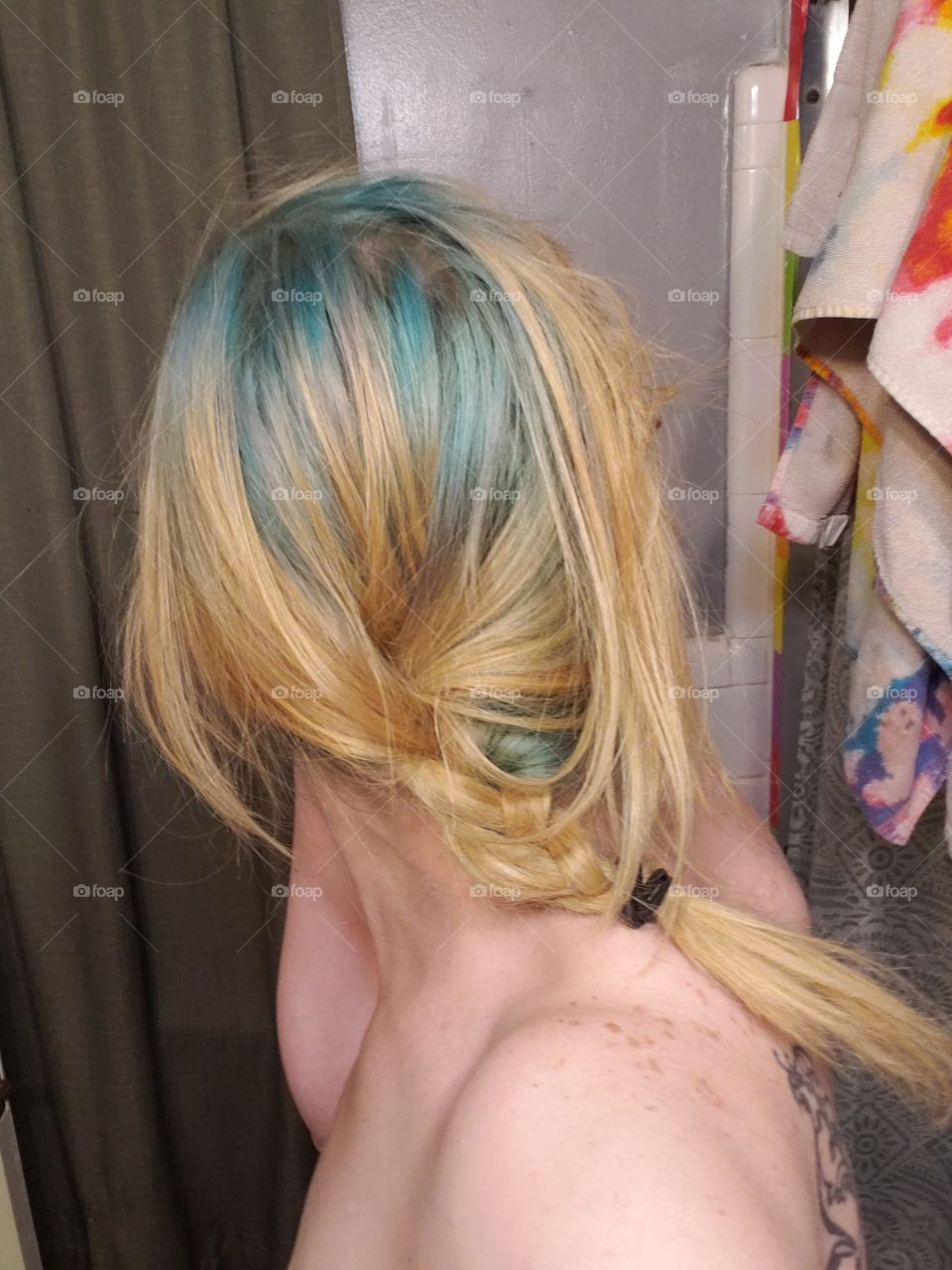 blue roots to cover my grays because I need to be blonde (: