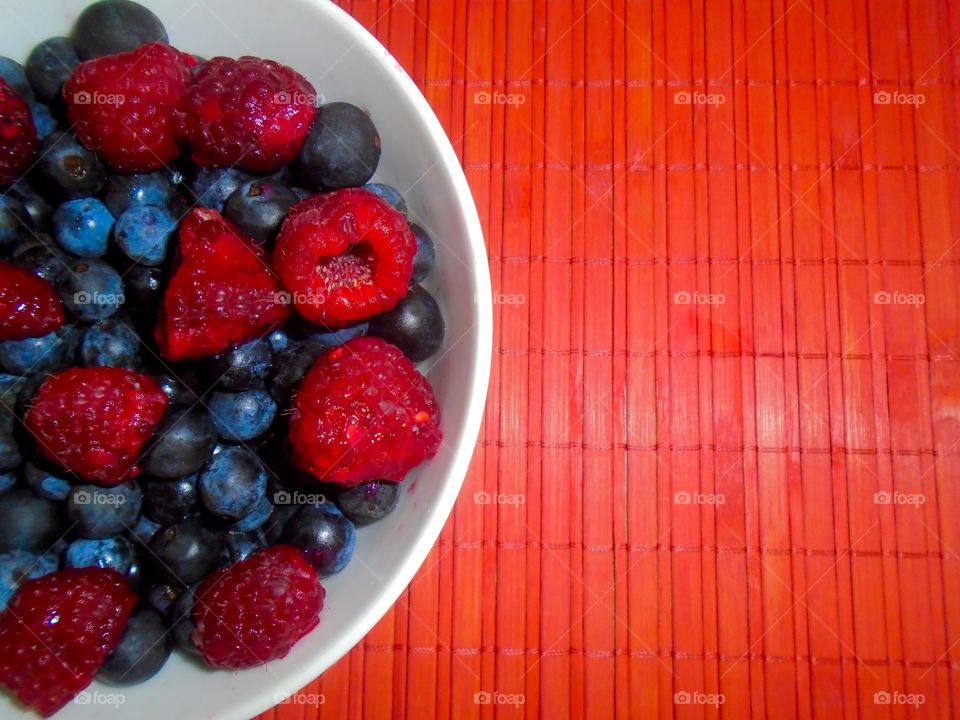 Blueberries and raspberries 