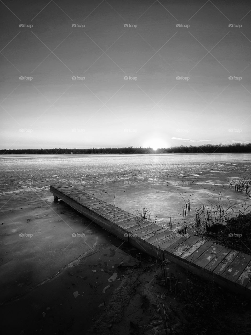 Dock on an icy lake 