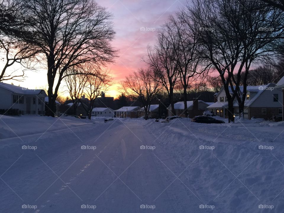 View of houses during sunset