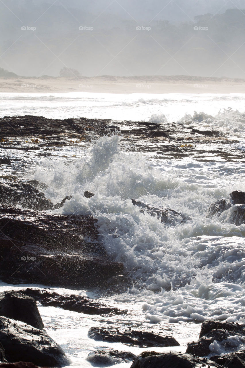 beach rocks waves australia by splicanka