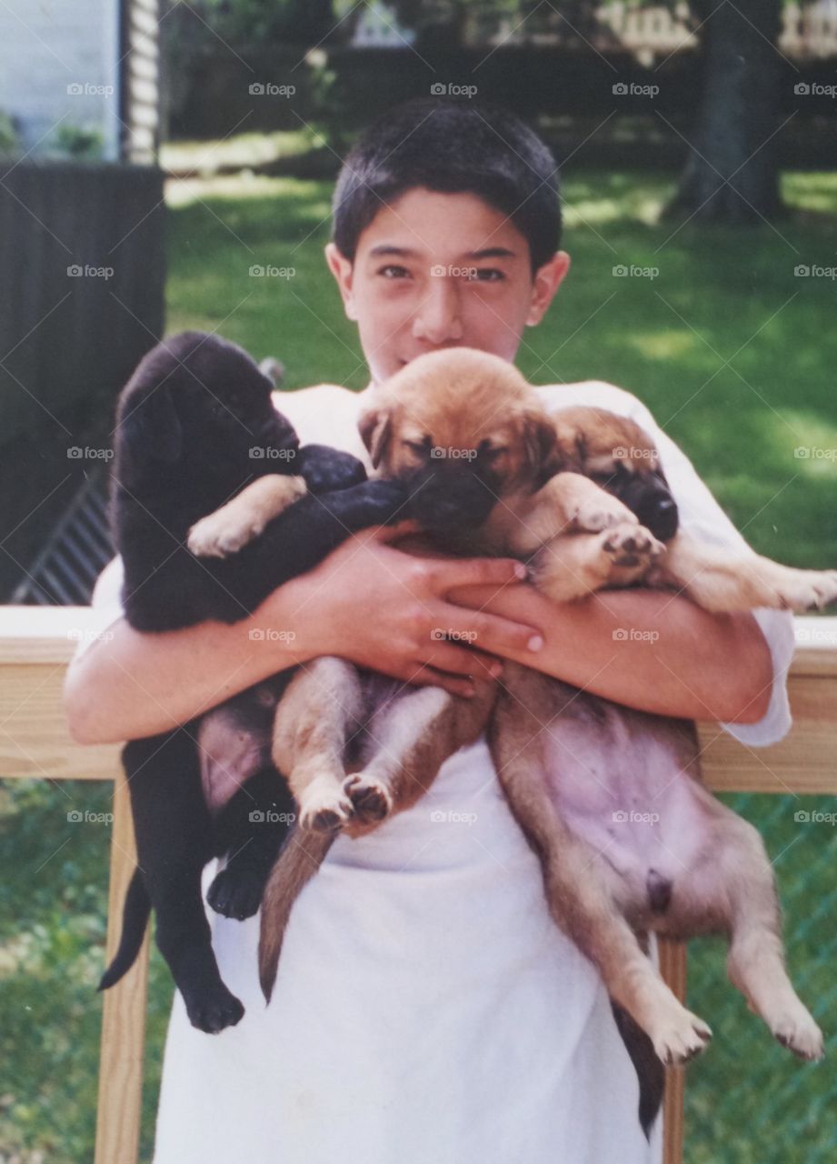 Arms full of puppies 