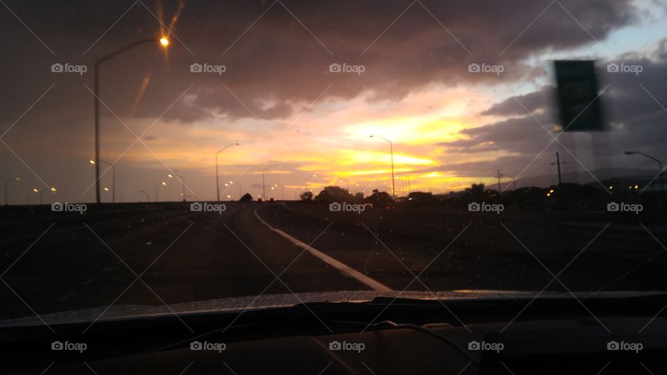 Sunset, Landscape, Road, Street, Light