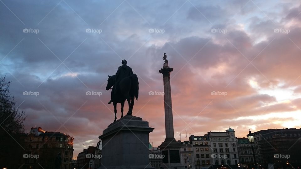 Trafalgar square sunset