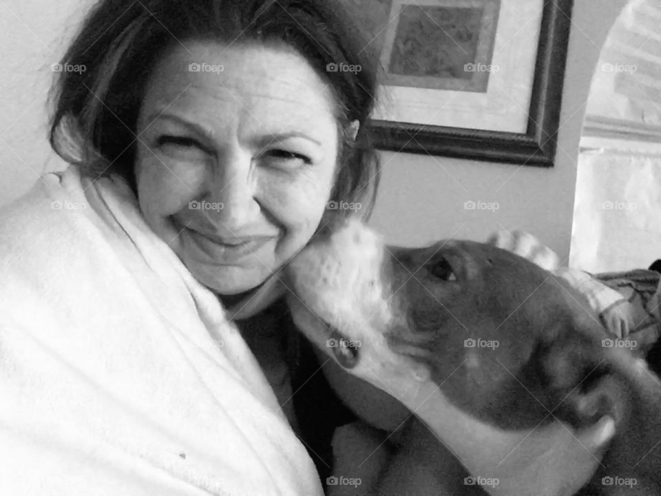 My rescue dog giving me a kiss 💋