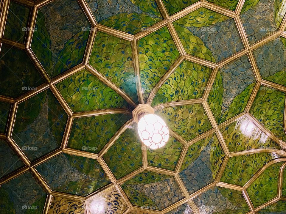 Detail of Peacock Room ceiling, Freer Gallery