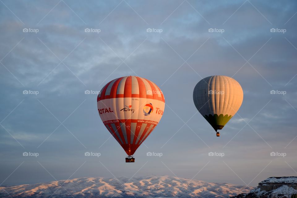 Hot Air Balloon flight at sun rise, cappadocia, turkey
