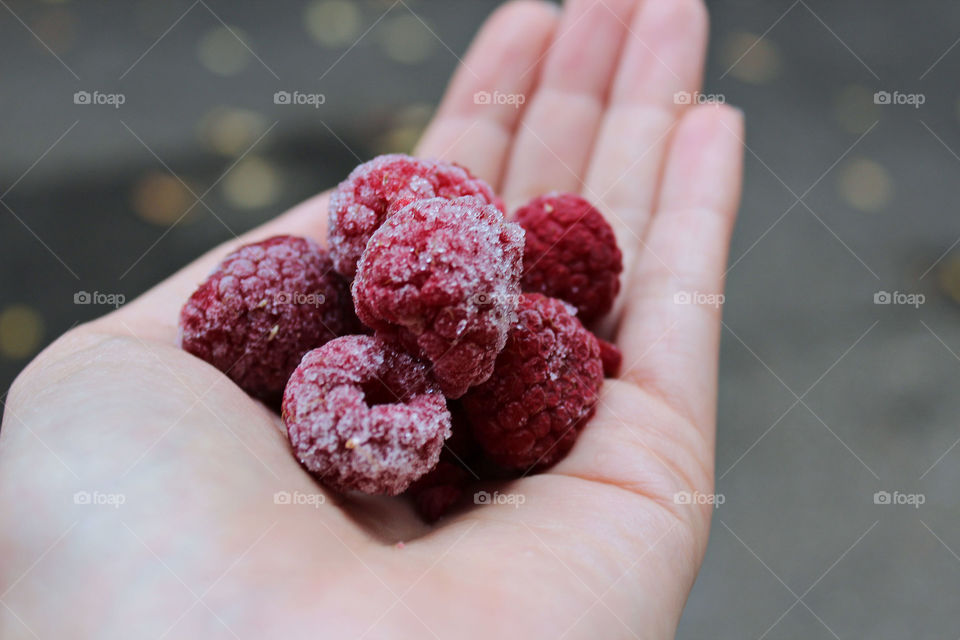 Raspberrys in a hand