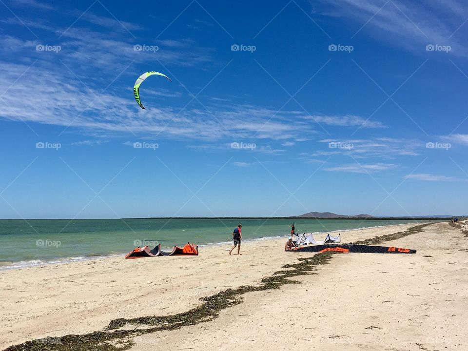 Kite boarders, kiteboarding south Australia beach