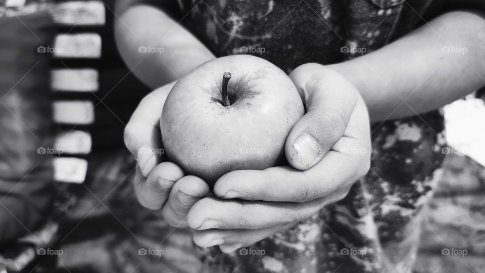 Apple in childs hands