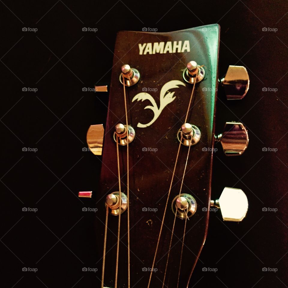 Yamaha guitar head. Closeup.