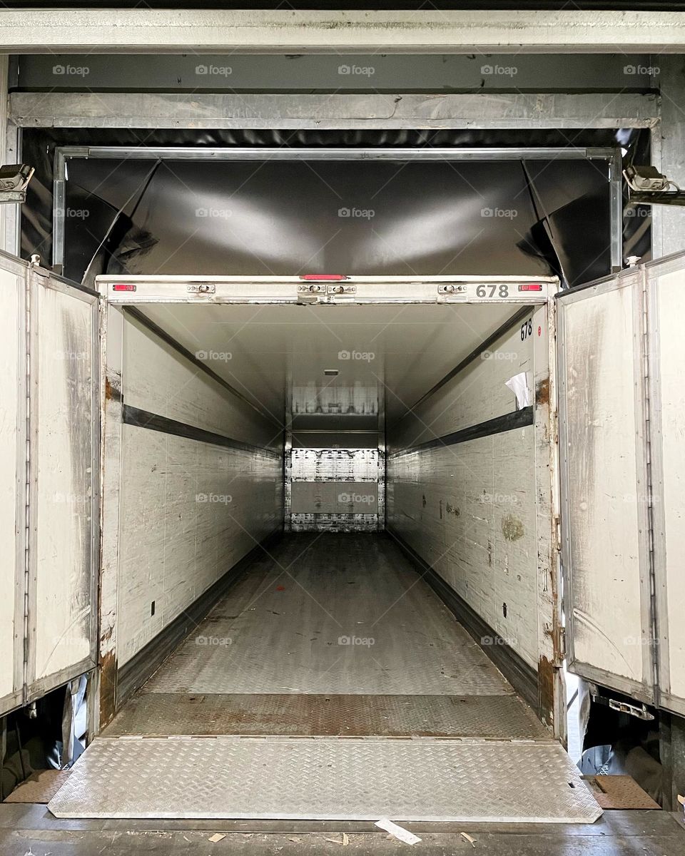 Empty freight trailer ready to be loaded 