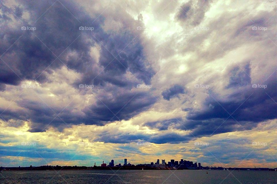 Storm clouds over Boston