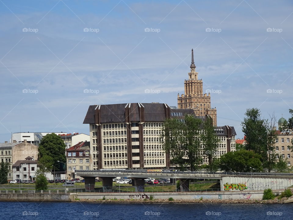 Riga city and Daugava River