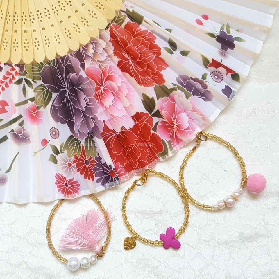 bracelets and flower fan
