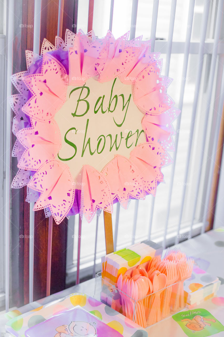 Pink Flower Baby Shower Sign