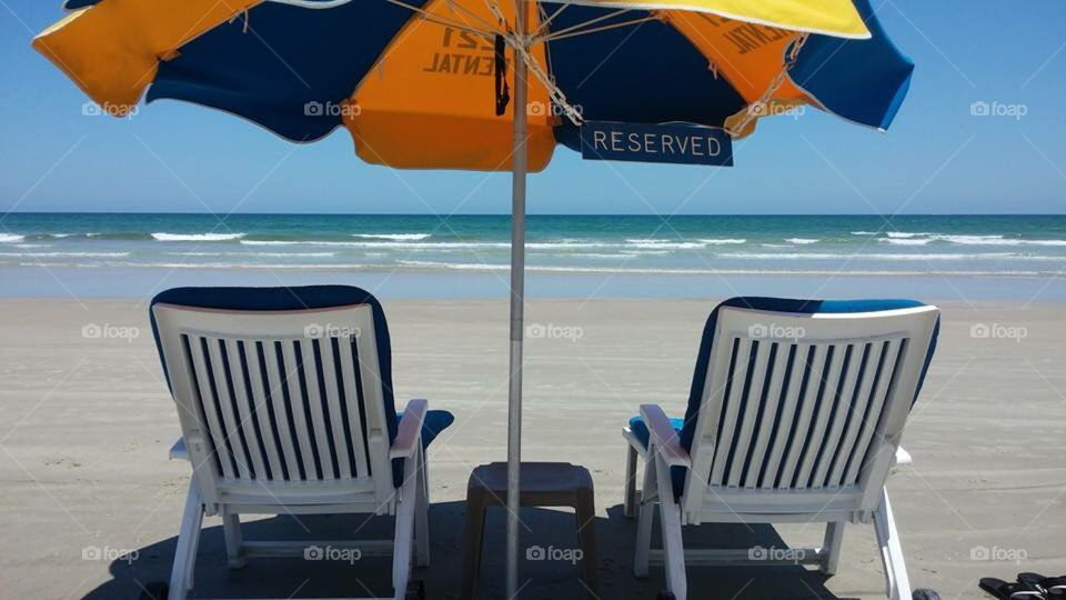 Daytona Beach. Our chairs and view 