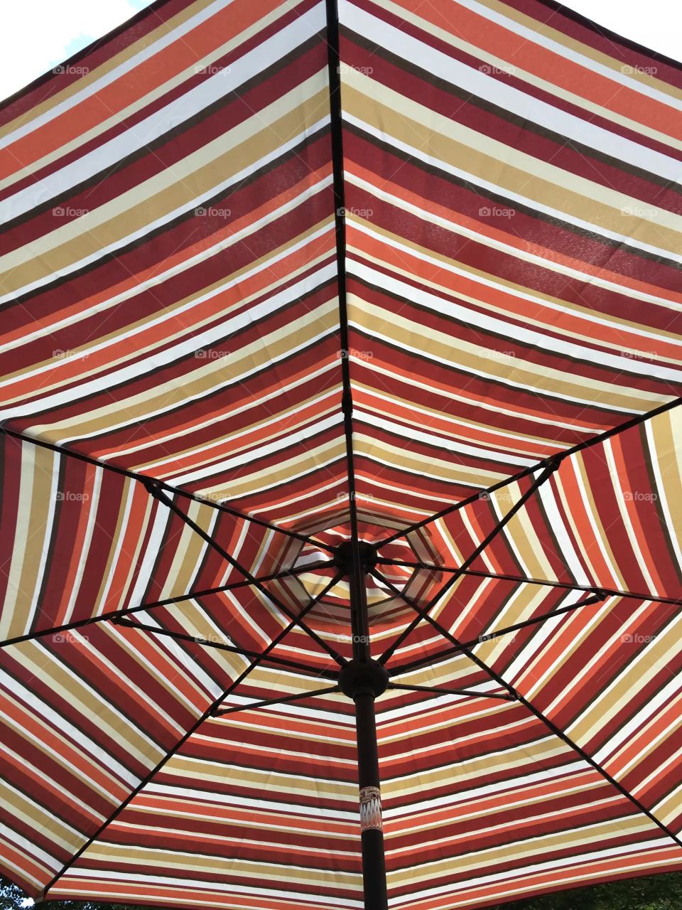 Spring Umbrella. Bright Beautiful Colorful Stripes.