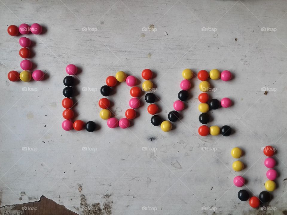 Color candy art create by my own hand.Sugar candy are favraite of childs.I love you.