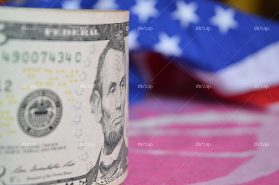 Mani flag I love America dollar