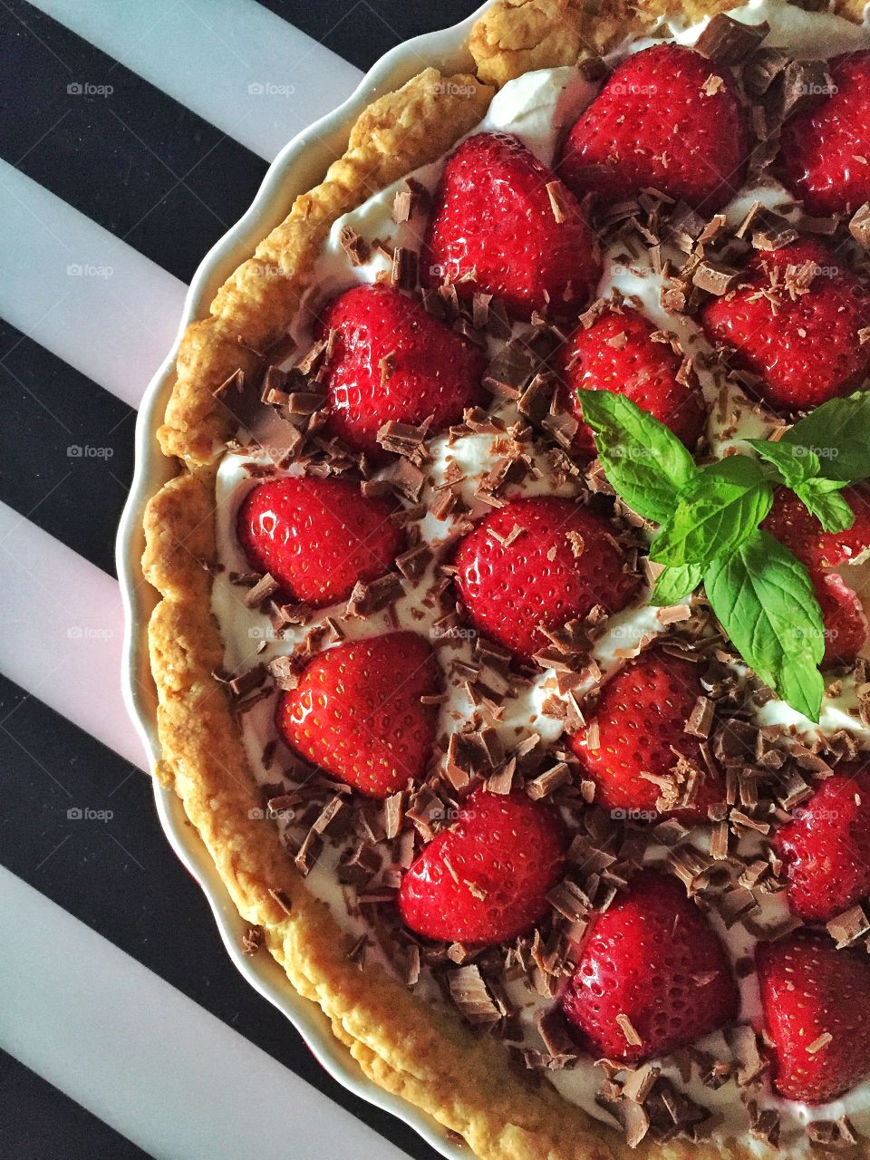 Elevated view of strawberry cake