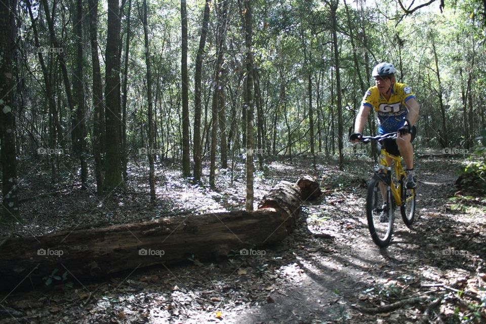 Biking in the woods