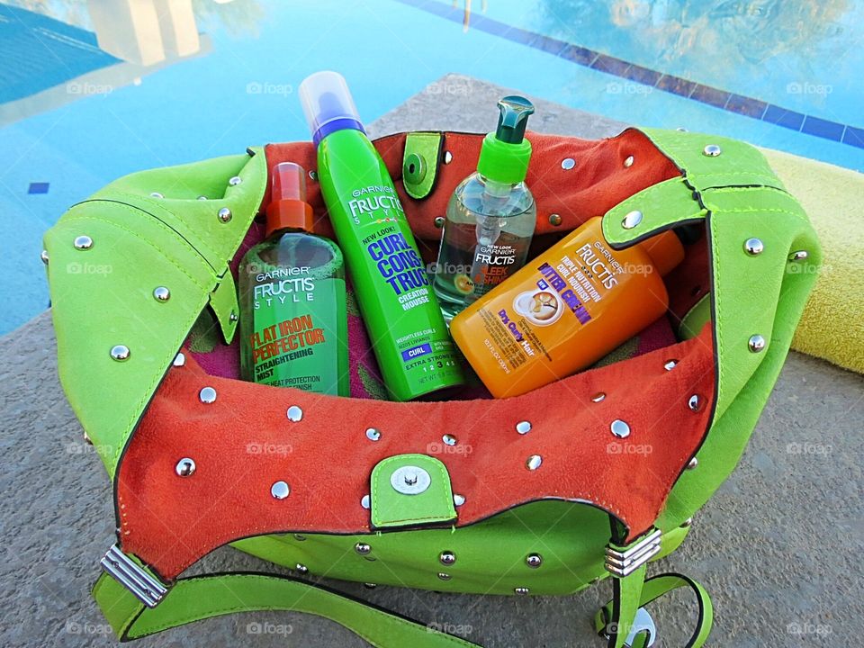 Garnier hair products poolside 