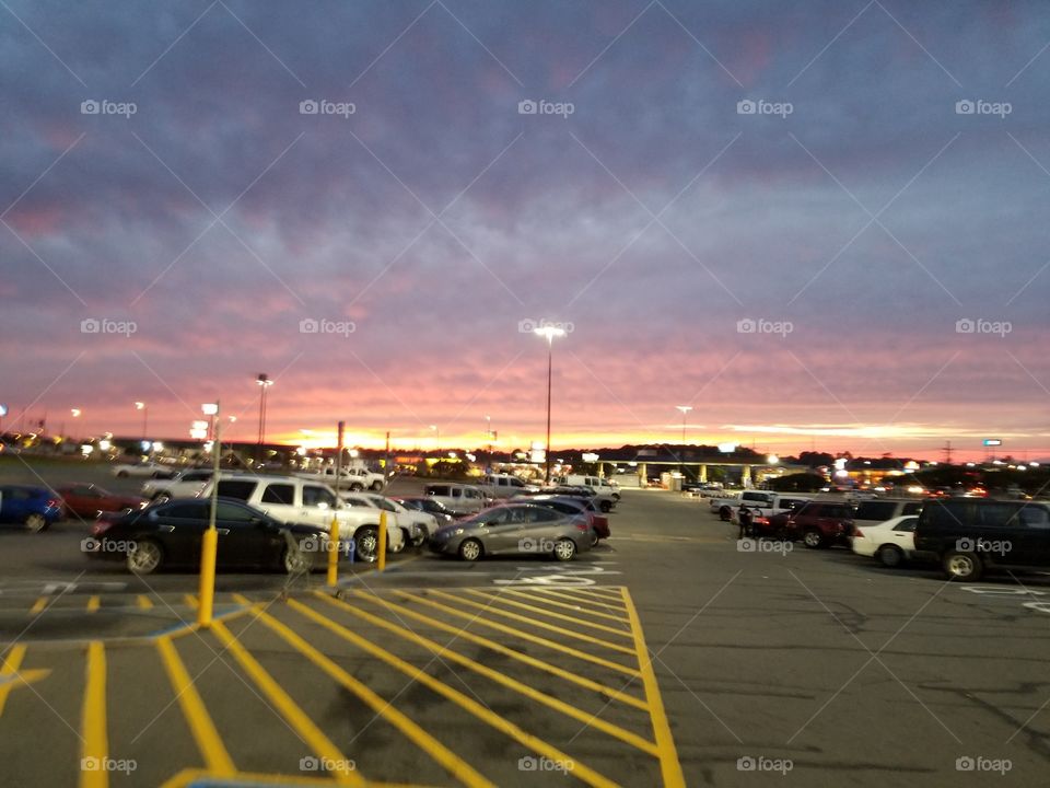sunset view . random sunset picture.. parking lot views.