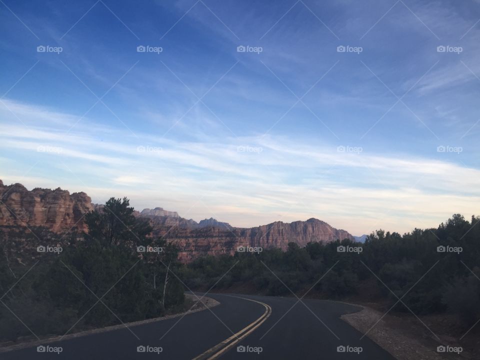 Taken during a drive at sunset in Zion's National Park.
