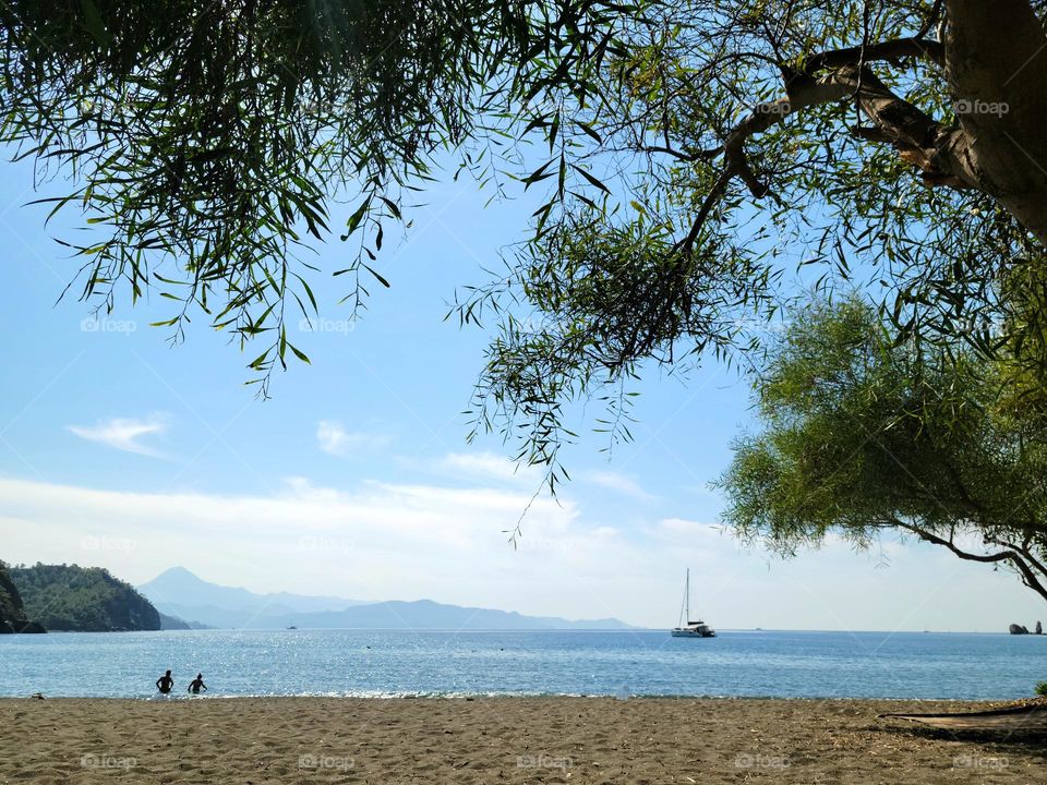 enjoying the last days of summer on a tranquil beach