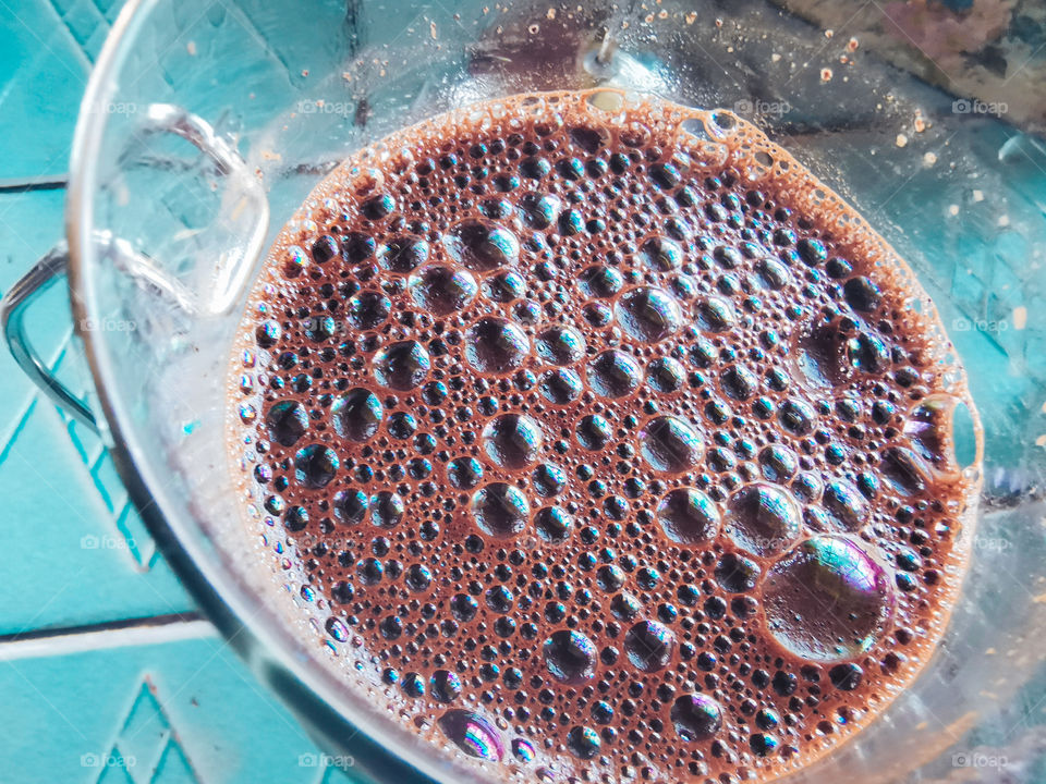 Bubbles in a coffee cup