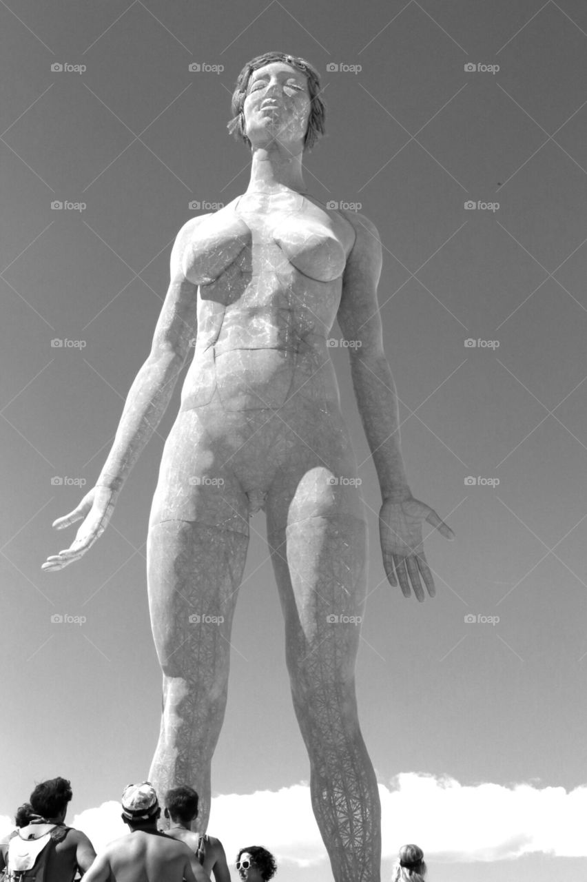 Woman. Sculpture of vulnerable and strong woman at Burning Man 2015