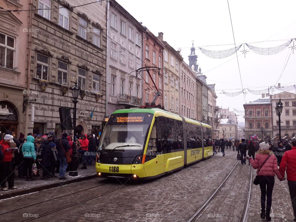 Public transport in Lviv, Ukraine.