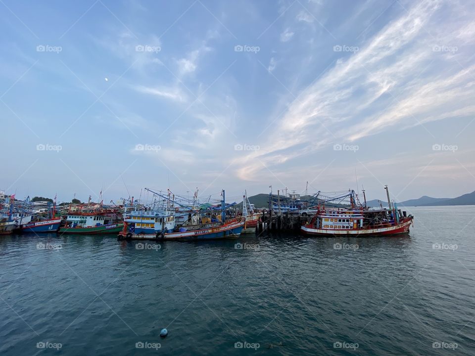 Harbor with blue sky