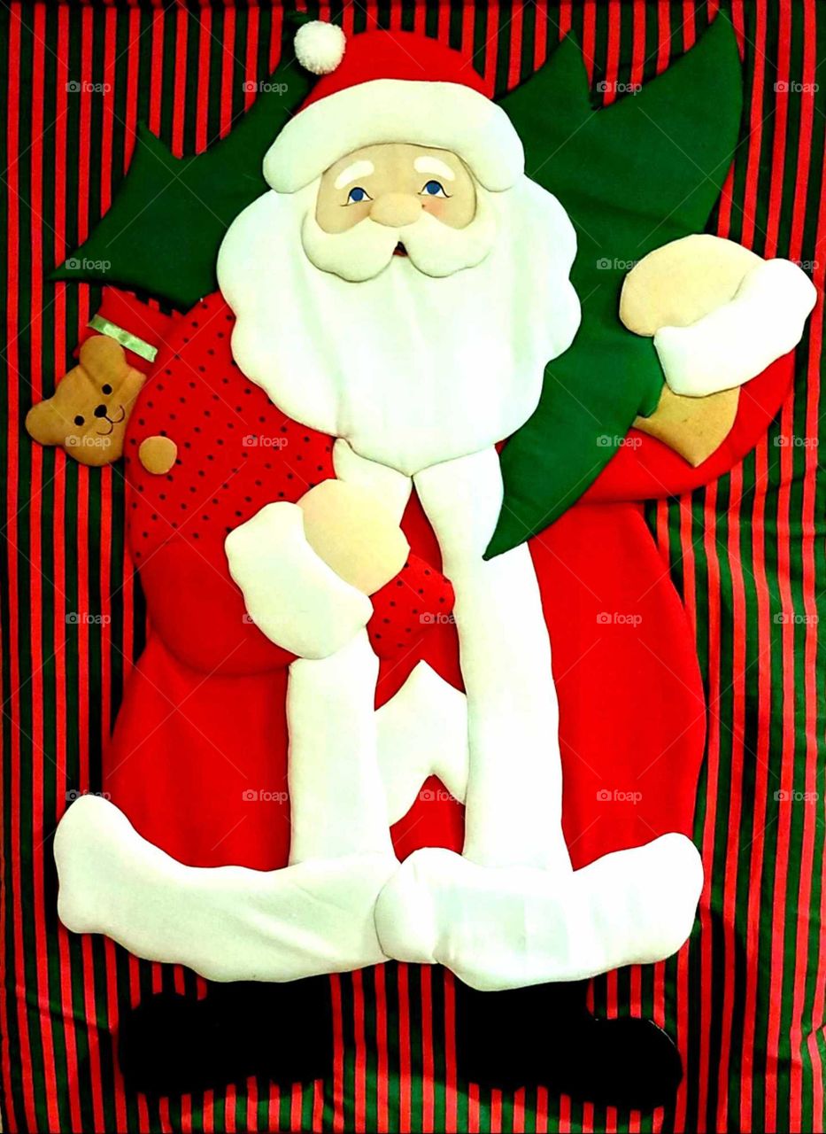 A Santa Claus banner