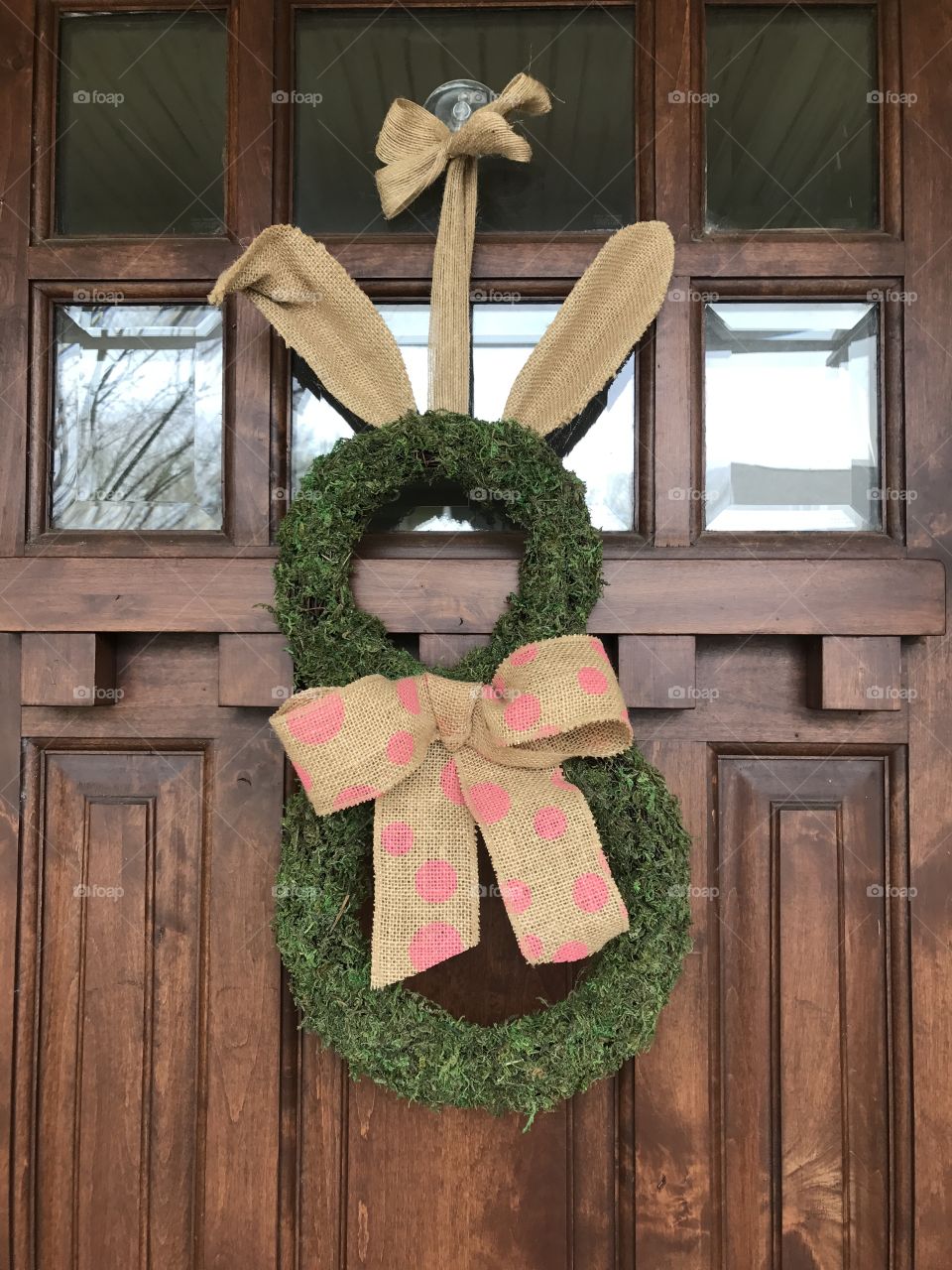 Wreath hanging on door