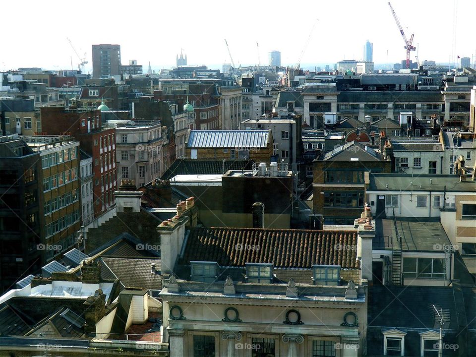 Looking down at the roofs of London