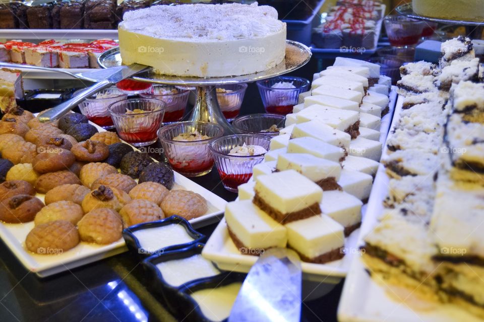 Dessert and pastries at a Turkish hotel.