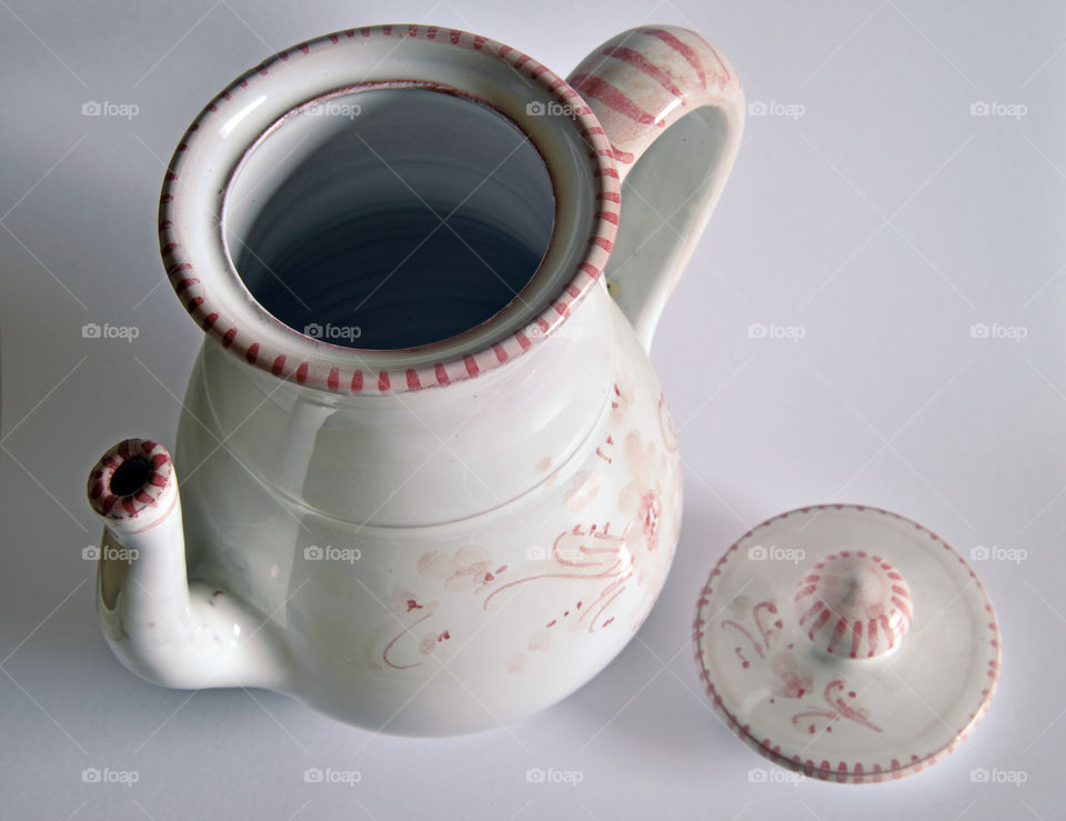 High angle view of teapot