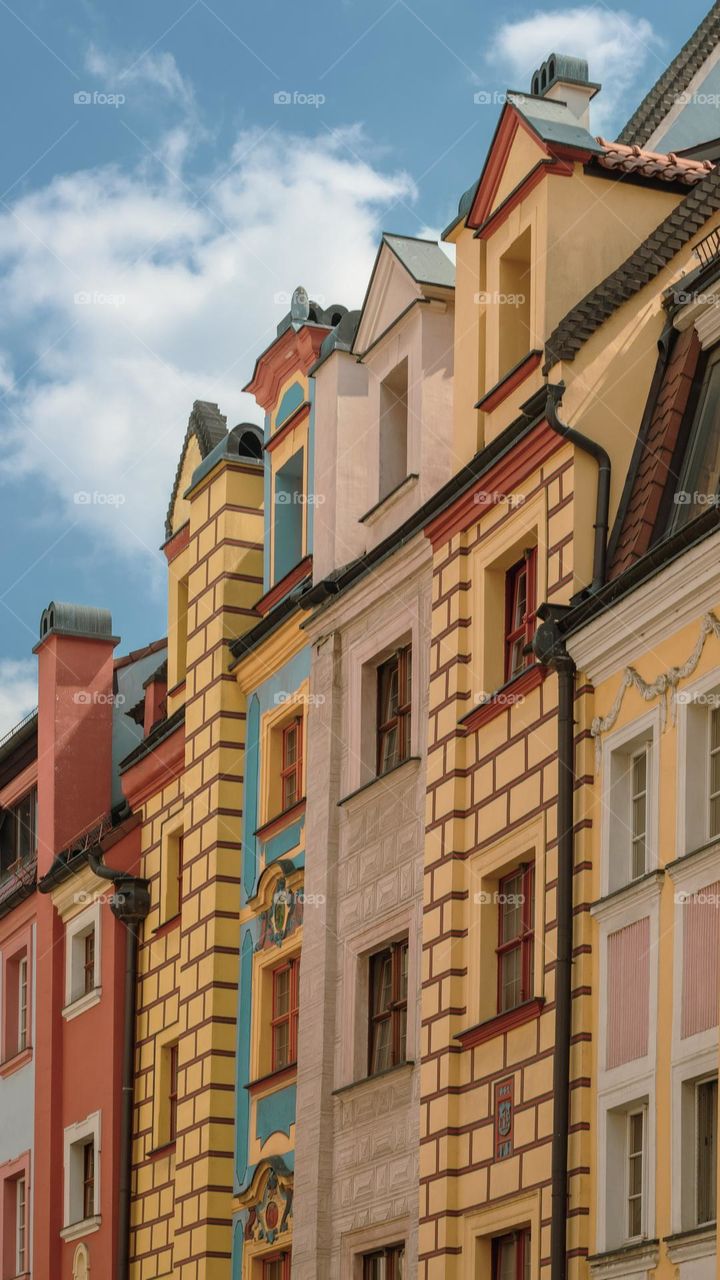 colorful tenement houses on one of the streets of the old town