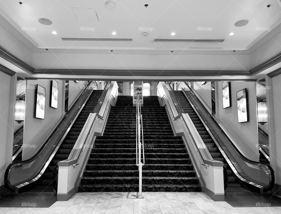 Elevator and stairs. Symmetry 