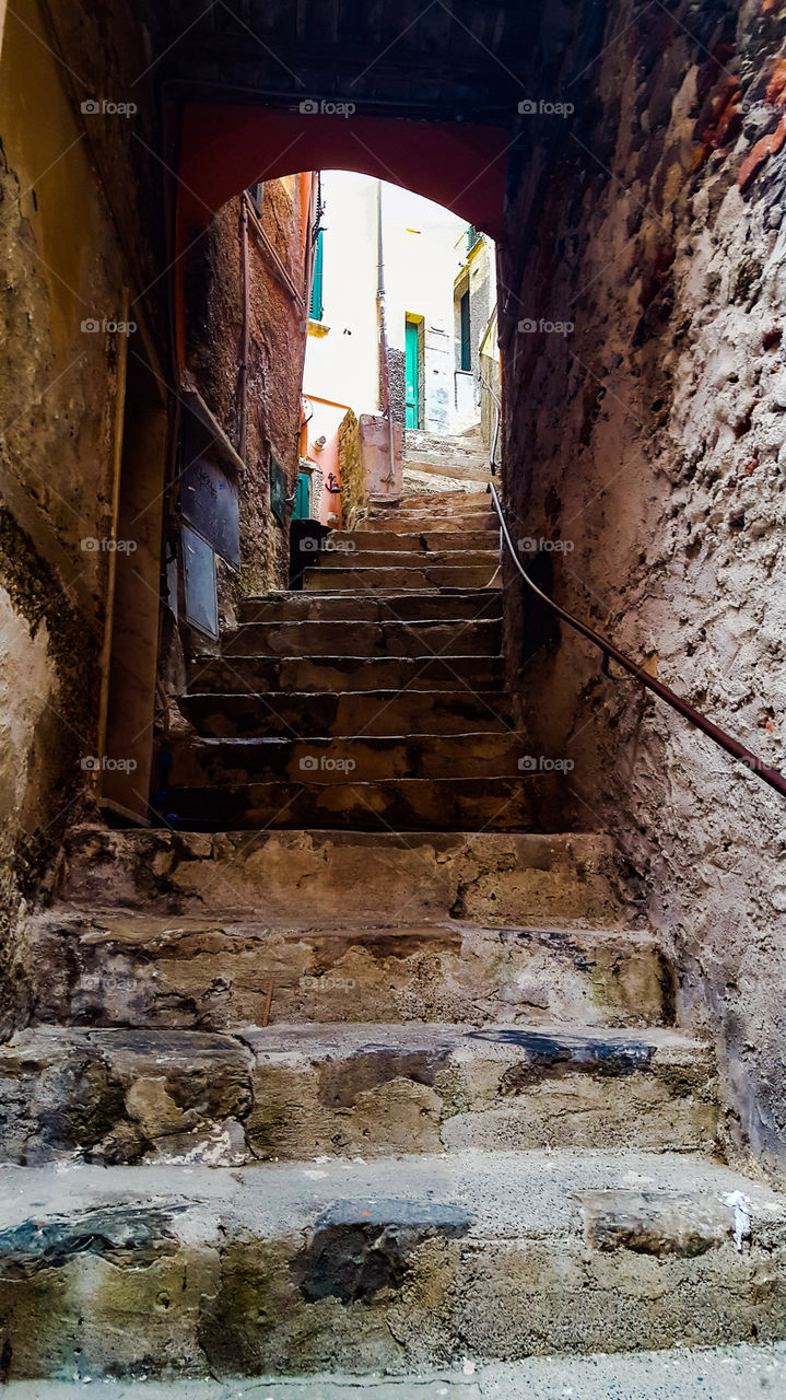 Street in Riomaggiore in Italy